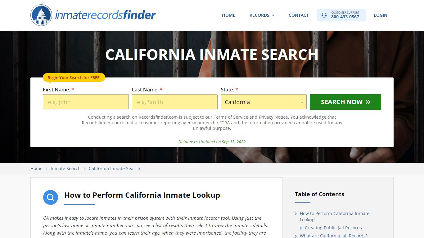 California Inmate Search - Jail & Prison Records Online - RecordsFinder
